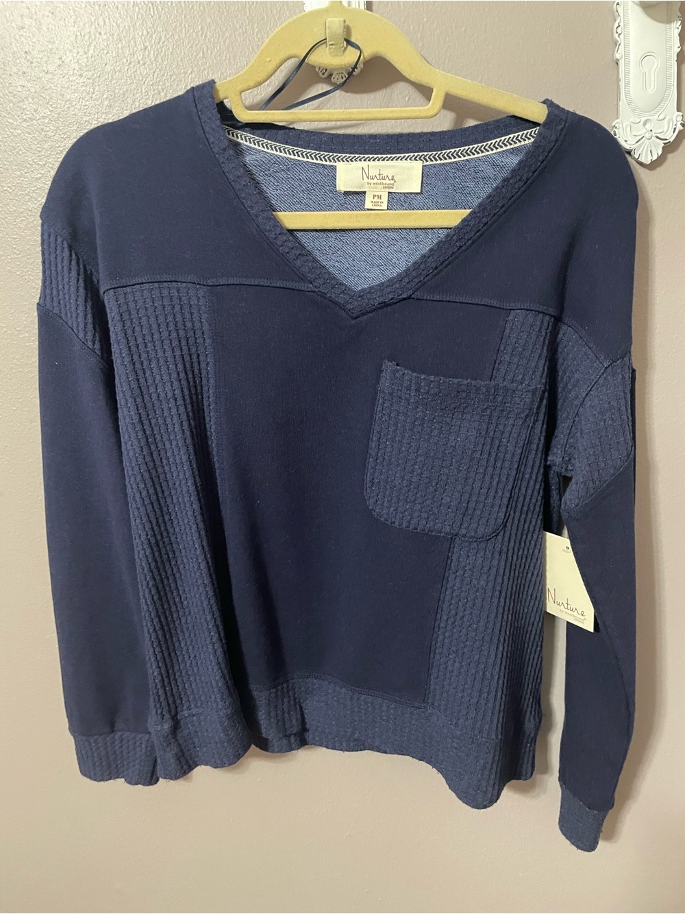 Nurture by Lamaze Navy V-Neck Patch Pocket Sweater